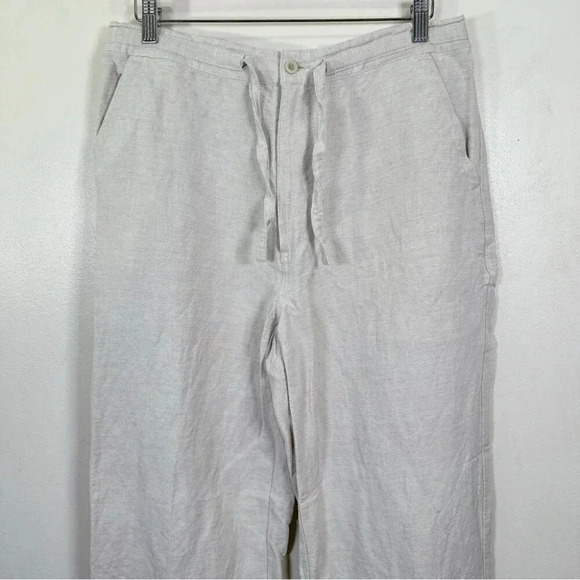 Cubavera Mens Size Large Linen Beige Straight Leg Drawstring Casual Pant - Picture 3 of 12